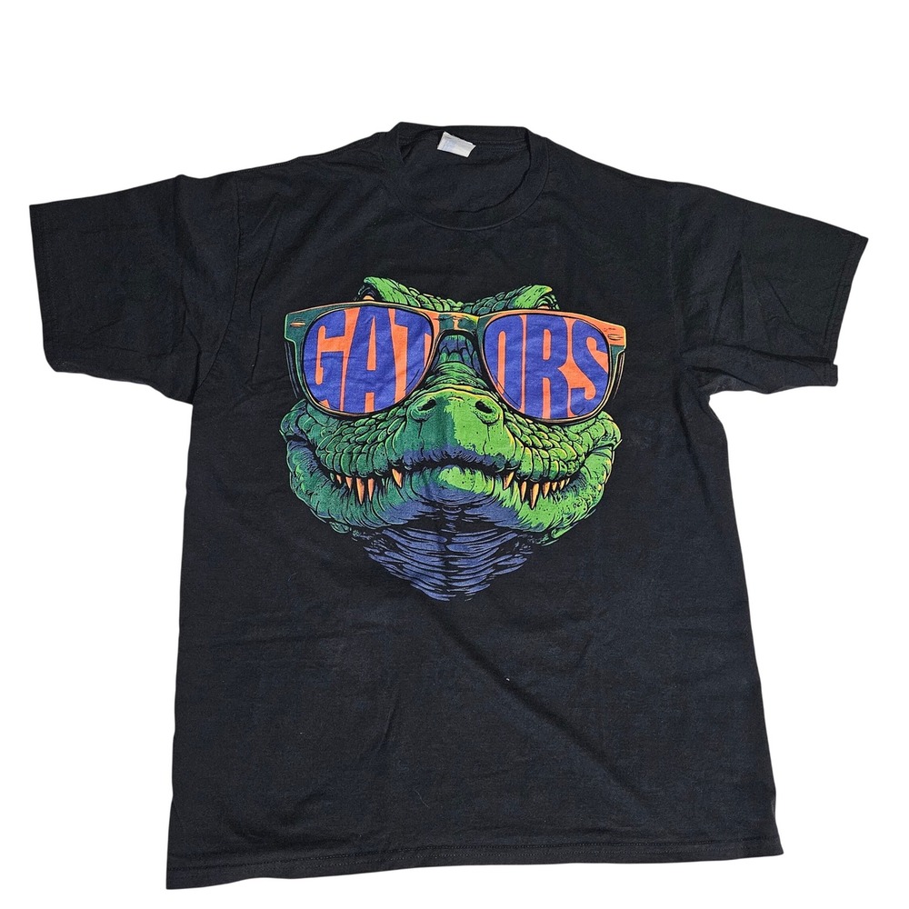 Florida Gators Alligator Sunglasses Graphic T-Shirt Black Mens S Short Sleeve